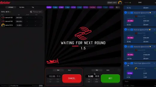 Aviator game multiplier climbing during a live round